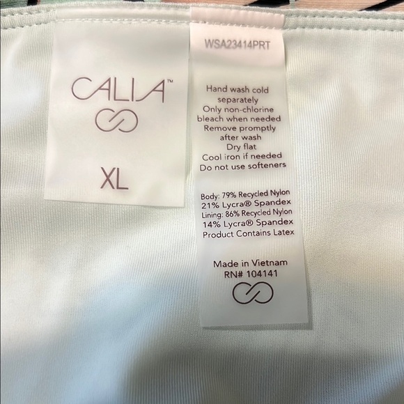 CALIA by Carrie Underwood Green and Pink Geometric Bikini - Picture 6 of 8